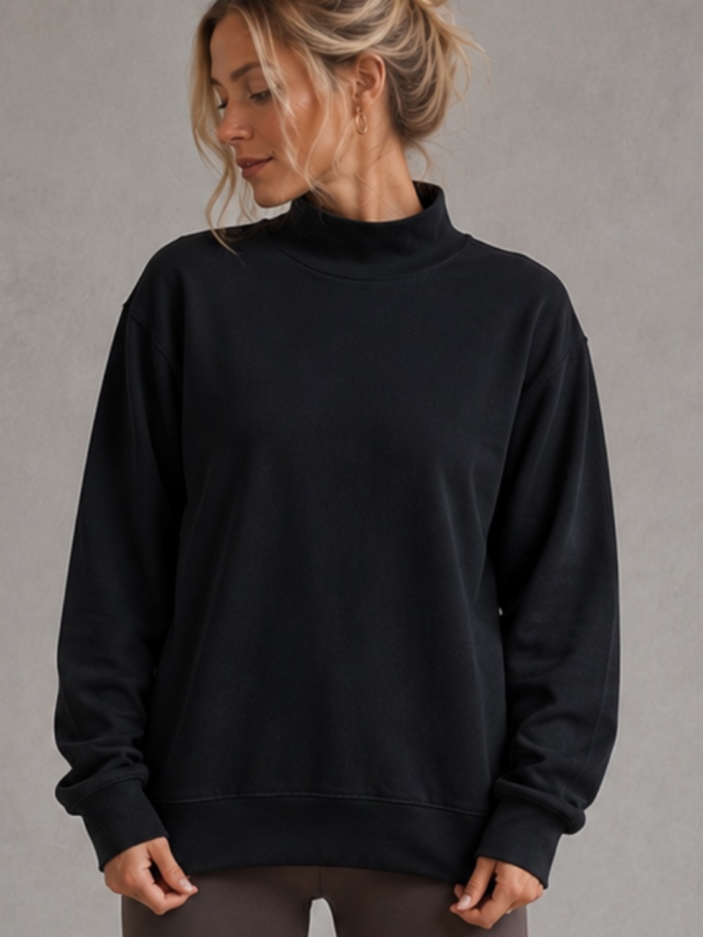 Anthropologie Black Mock Neck Sweatshirt